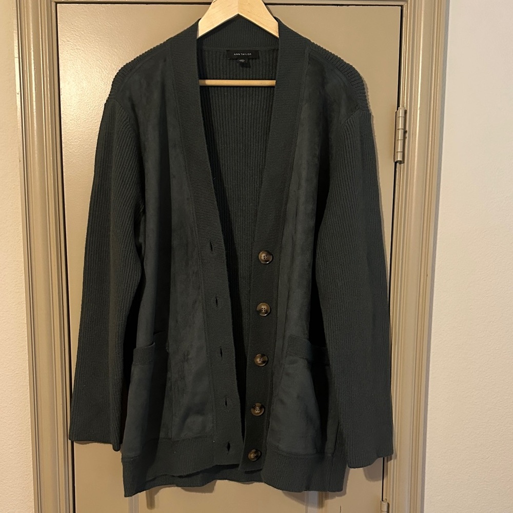 Ann Taylor Green Knit Sweater Cardigan XXL
